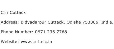 Crri Cuttack Address Contact Number