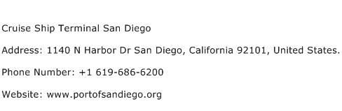 Cruise Ship Terminal San Diego Address Contact Number