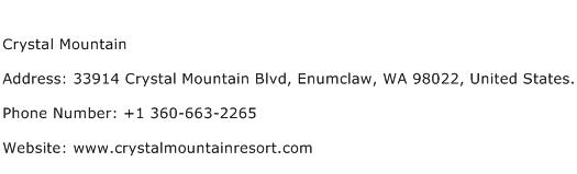 Crystal Mountain Address Contact Number