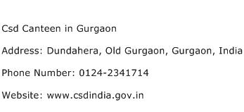 Csd Canteen in Gurgaon Address Contact Number