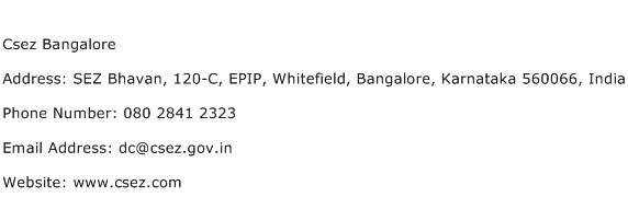 Csez Bangalore Address Contact Number