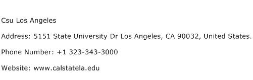 Csu Los Angeles Address Contact Number