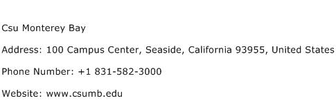Csu Monterey Bay Address Contact Number