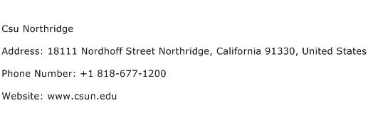 Csu Northridge Address Contact Number