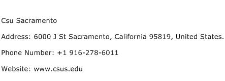 Csu Sacramento Address Contact Number