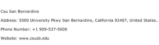Csu San Bernardino Address Contact Number
