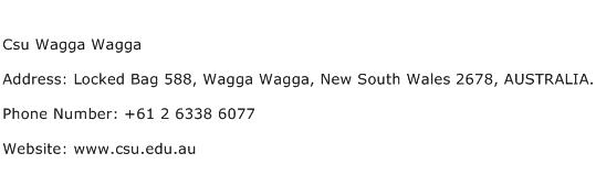 Csu Wagga Wagga Address Contact Number