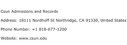 Csun Admissions and Records Address Contact Number