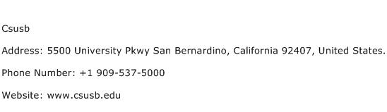 Csusb Address Contact Number