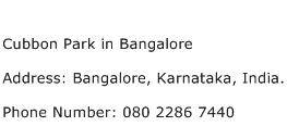 Cubbon Park in Bangalore Address Contact Number