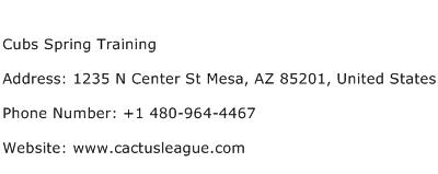 Cubs Spring Training Address Contact Number