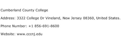 Cumberland County College Address Contact Number