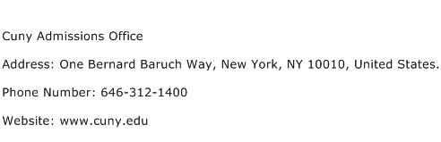 Cuny Admissions Office Address Contact Number