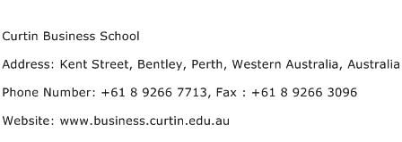 Curtin Business School Address Contact Number