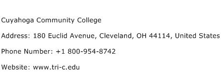 Cuyahoga Community College Address Contact Number