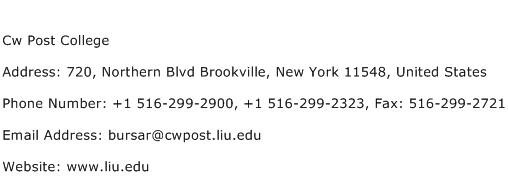 Cw Post College Address Contact Number