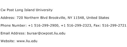 Cw Post Long Island University Address Contact Number