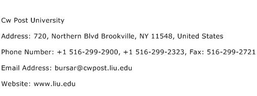Cw Post University Address Contact Number