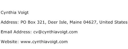 Cynthia Voigt Address Contact Number