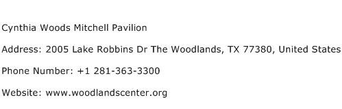 Cynthia Woods Mitchell Pavilion Address Contact Number