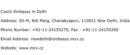 Czech Embassy in Delhi Address Contact Number