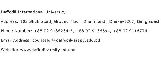 Daffodil International University Address Contact Number