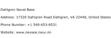 Dahlgren Naval Base Address Contact Number