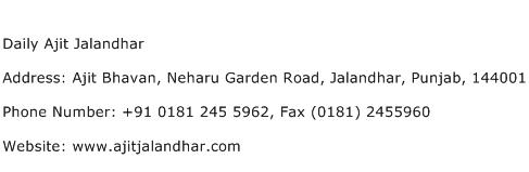 Daily Ajit Jalandhar Address Contact Number
