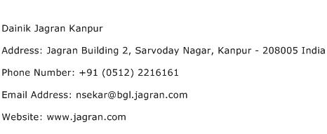 Dainik Jagran Kanpur Address Contact Number