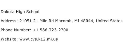 Dakota High School Address Contact Number