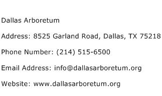 Dallas Arboretum Address Contact Number