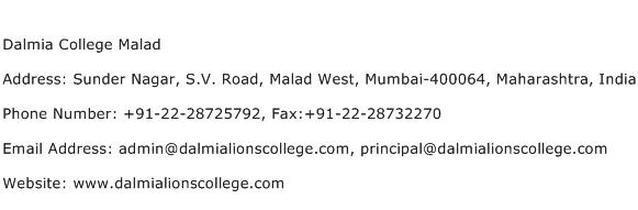 Dalmia College Malad Address Contact Number