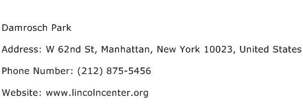 Damrosch Park Address Contact Number