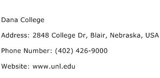 Dana College Address Contact Number