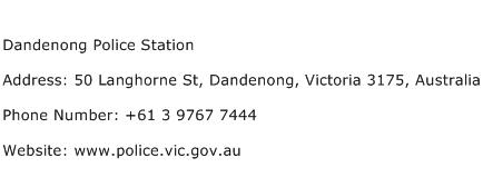Dandenong Police Station Address Contact Number
