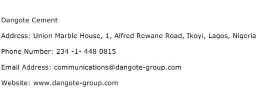 Dangote Cement Address Contact Number