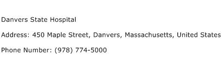Danvers State Hospital Address Contact Number