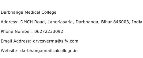 Darbhanga Medical College Address Contact Number