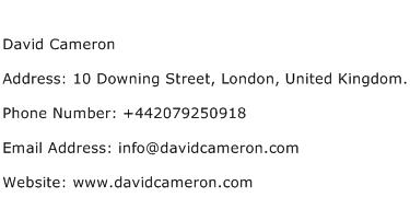 David Cameron Address Contact Number