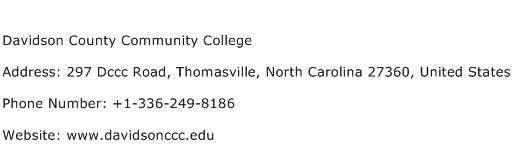 Davidson County Community College Address Contact Number