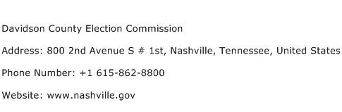 Davidson County Election Commission Address Contact Number