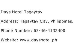Days Hotel Tagaytay Address Contact Number