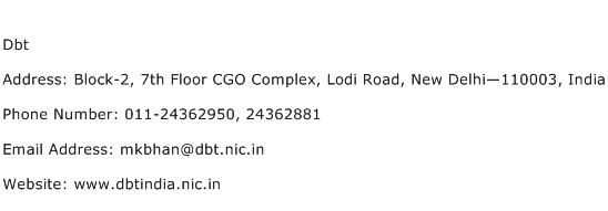 Dbt Address Contact Number