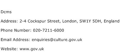 Dcms Address Contact Number