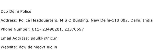 Dcp Delhi Police Address Contact Number