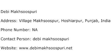 Debi Makhsoospuri Address Contact Number