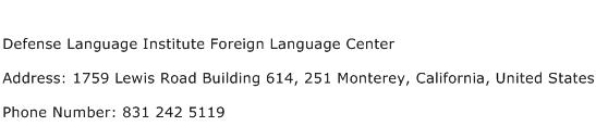 Defense Language Institute Foreign Language Center Address Contact Number