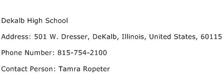 Dekalb High School Address Contact Number