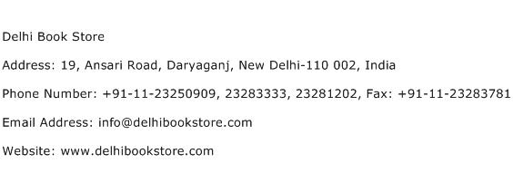 Delhi Book Store Address Contact Number