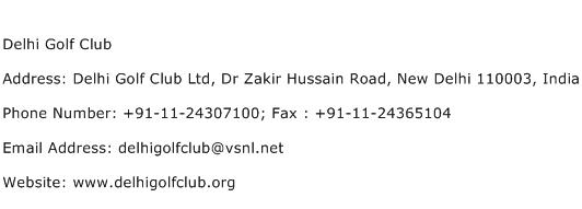 Delhi Golf Club Address Contact Number